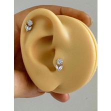 Ares Collection Arescollection 1 Adet Zirkon Taşlı Çiçek Tragus Helix Lobe Kıkırdak Uyumlu Piercing Küpe