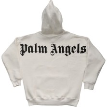 Palm Angels Kadın Krem Rengi Kapüşonlu Owersize Salaş Üç Iplik Sweat Shirt Ksk-Plma