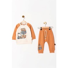 Miniğimin Cicileri Operatör Full Load Baskılı Erkek Bebek 2 li takım - Taba