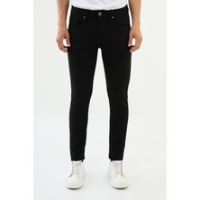 Düz Siyah Super Slim Fit Erkek Kot Pantolon
