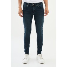 Düz Lacivert Super Slim Fit Erkek Kot Pantolon