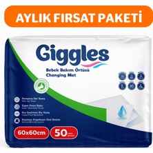 Giggles Bebek Bakım Örtüsü 60x60 Alt Açma Bezi 50 Adet