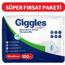 Giggles Bebek Bakım Örtüsü 60x60 Alt Açma Bezi 100 Adet