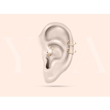 Yua Jewelry Pırlantalı Yıldızlı 14 Ayar Minimalist Halka Helix Piercing