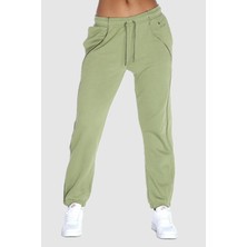 Nike Air Plus Mid Rise Piping Detail Joggers Alligator Green Fleece Kadın Eşofman Altı Yeşil