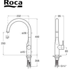 Roca Glera Kuğu Borulu Mutfak Eviye Bataryası Krom A5A844DC00