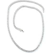 Ose Shop  Pırlanta Parlaklığında Swarovski Kesim Zirkon Taşlı 925 Ayar Gümüş Su Yolu Kolye