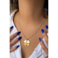 Efna Store Altın Renk Yonca Figürlü Çelik Kolye