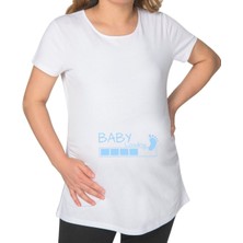 Bk Gift Baby Loading Tasarımlı Beyaz Hamile Tişört-1