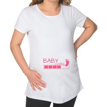 Bk Gift Baby Loading Tasarımlı Beyaz Hamile Tişört-2