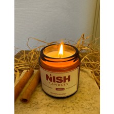 Nish Candles Doğal Soya Mumu Vanilya Kokulu Kapaklı Amber Cam Kavanozda