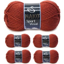 Nako 5 Adet Sport Wool Atkı Bere Ceket Yelek Örgü Ipi Yünü No: 4409 Kiremit