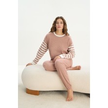 Kadın Uzun Kol Triko Gül Kurusu Pijama Takım C9T5N1O61