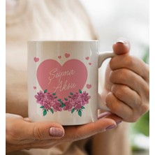 Bk Gift Kişiye Özel Isimli Çiçek Tasarımlı Beyaz Kupa Bardak- 20, Arkadaşa Hediye, Sevgiliye Hediye, Doğum Günü Hediyesi