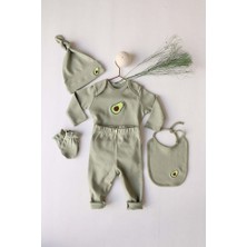Ohlala Koala Avokado Nakışlı 5li Uzun Kollu Yenidoğan Set
