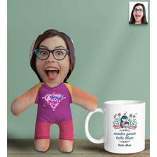 Bk Gift Kişiye Özel Isimli Pembe Anne Bebek Yastık ve Kupa Bardak  Seti-2, Anneye , Anneler Günü leri