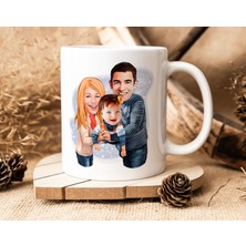 Kişiye Özel Karikatürlü Aile Tasarımlı Beyaz Kupa Bardak-12, Aileye Hediye , Karikatürlü Kupa Bardak