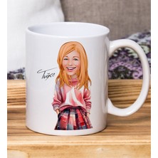 Bk Gift Kişiye Özel Karikatürlü Kadın Tasarımlı Beyaz Kupa BARDAK-115, Arkadaşa Hediye , Karikatürlü Kupa Bardak