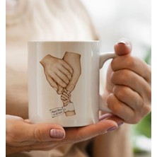 Bk Gift Kişiye Özel Aile El Tasarımlı Beyaz Kupa Bardak -5, Anneye Hediye, Yeni Doğum Hediyesi