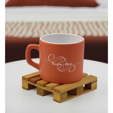 Bk Gift Kişiye Özel Isimli Somon Renkli Middle Çay & Kahve Fincanı-2, Arkadaşa Hediye, Sevgiliye Hediye, Doğum Günü Hediyesi