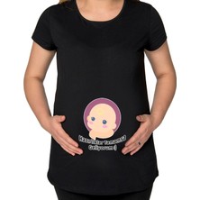 Bk Gift Esprili Tasarım Siyah Hamile Tişört-1, Hamile Giyim, Eşe Hediye