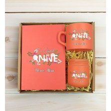 Bk Gift Kişiye Özel Isimli Dtf Anne Temalı Somon Defter & Kahve Fincanı & Mum Hediye Seti-1, Anneye Hediye, Anneler Günü Hediyesi