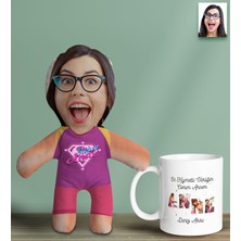 Bk Gift Kişiye Özel Fotoğraflı Pembe Anne Bebek Yastık ve Kupa Bardak  Seti, Anneye , Anneler Günü leri