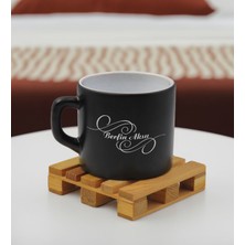 Bk Gift Kişiye Özel Isimli Siyah Renkli Middle Çay & Kahve Fincanı-2, Arkadaşa Hediye, Sevgiliye Hediye, Doğum Günü Hediyesi