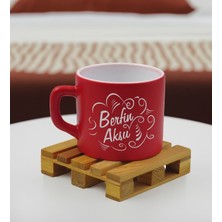 Bk Gift Kişiye Özel Isimli Kırmızı Renkli Middle Çay & Kahve Fincanı-6, Arkadaşa Hediye, Sevgiliye Hediye, Doğum Günü Hediyesi