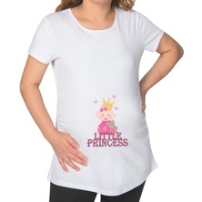 Bk Gift Little Princess Tasarımlı Beyaz Hamile Tişört-2, Hamile Giyim, Eşe Hediye