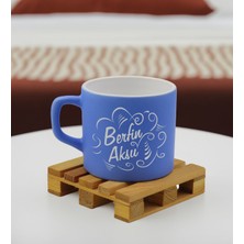 Bk Gift Kişiye Özel Isimli Mavi Renkli Middle Çay & Kahve Fincanı-6, Arkadaşa Hediye, Sevgiliye Hediye, Doğum Günü Hediyesi