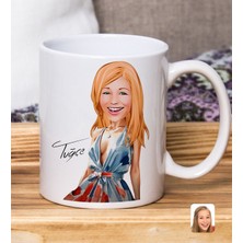 Bk Gift Kişiye Özel Karikatürlü Kadın Tasarımlı Beyaz Kupa BARDAK-124, Arkadaşa Hediye , Karikatürlü Kupa Bardak