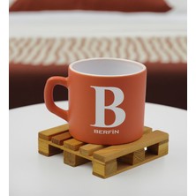 Bk Gift Kişiye Özel Isimli Somon Renkli Middle Çay & Kahve Fincanı-3, Arkadaşa Hediye, Sevgiliye Hediye, Doğum Günü Hediyesi