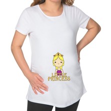 Bk Gift Little Princess Tasarımlı Beyaz Hamile Tişört-1, Hamile Giyim, Eşe Hediye
