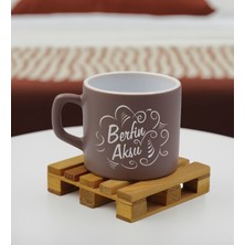 Bk Gift Kişiye Özel Isimli Mat Gri Renkli Middle Çay & Kahve Fincanı-6, Arkadaşa Hediye, Sevgiliye Hediye, Doğum Günü Hediyesi