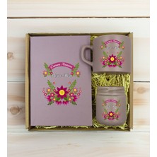 Bk Gift Kişiye Özel Isimli Dtf Anne Temalı Mat Gri Defter & Kahve Fincanı & Mum Hediye Seti-6, Anneye Hediye, Anneler Günü Hediyesi