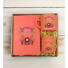 Bk Gift Kişiye Özel Isimli Dtf Anne Temalı Somon Defter & Kahve Fincanı & Mum Hediye Seti-6, Anneye Hediye, Anneler Günü Hediyesi