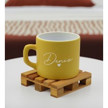 Bk Gift Kişiye Özel Isimli Sarı Renkli Middle Çay & Kahve Fincanı-1, Arkadaşa Hediye, Sevgiliye Hediye, Doğum Günü Hediyesi