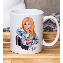 Kişiye Özel Karikatürlü Kadın Tasarımlı Beyaz Kupa BARDAK-106, Arkadaşa Hediye , Karikatürlü Kupa Bardak