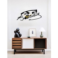 Miaselis Atatürk Bakışlı ve Imzalı Dekoratif Metal Duvar Saati Siyah 60 x 27 cm