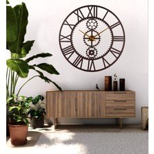 Miaselis Rueda Çarklı Model Metal Duvar Saati 1,5 mm Kalınlık 100 x 100 cm Siyah