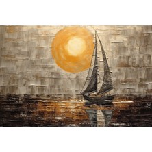 Aden Dekoratif Şık Gemi ve Ay Kanvas Tablo