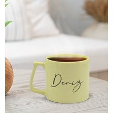 Bk Gift Kişiye Özel Isimli Pastel Sarı Middle Kupa Bardak, Arkadaşa Hediye, Ev Hediyesi, Doğum Günü Hediyesi, Ofis Hediyesi-11