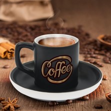 Bk Gift Kişiye Özel Coffe Tasarımlı Siyah Renk Türk Kahvesi Fincanı-1, Arkadaşa Hediye, Sevgiliye Hediye, Yıl Dönümü Hediyesi
