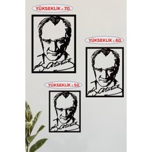 Imzalı Atatürk Portresi ( Çerçeveli ) Dekoratif Metal Duvar Tablosu Siyah