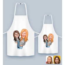 Bk Gift Kişiye Özel Ikili Anne Kız Karikatürlü Mutfak Önlüğü Seti-6, Anneye Hediye, Anneler Günü Hediyeleri