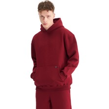 Mesfeno Erkek Oversize Şardonlu 3 İplik Kapüşonlu Sweatshirt, Kanguru Cepli İçi Yumuşak Tüylü