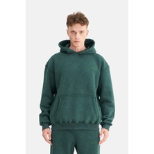 Mesfeno Erkek Oversize Şardonlu 3 Iplik Kapüşonlu, Efektli Yıkamalı, Nakışlı Sweatshirt