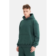 Mesfeno Erkek Oversize Şardonlu 3 Iplik Kapüşonlu, Efektli Yıkamalı, Nakışlı Sweatshirt