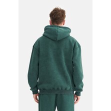 Mesfeno Erkek Oversize Şardonlu 3 Iplik Kapüşonlu, Efektli Yıkamalı, Nakışlı Sweatshirt